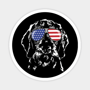 Wire Haired Dachshund American Flag sunglasses patriotic dog Magnet